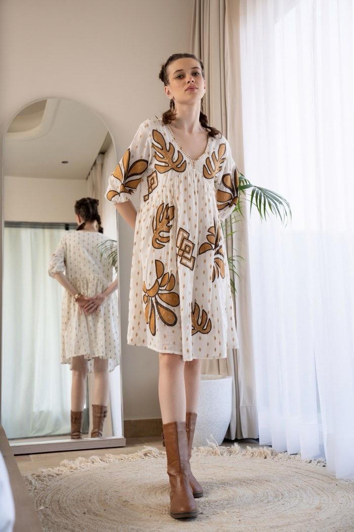 Earthy Bloom Handblock Dress