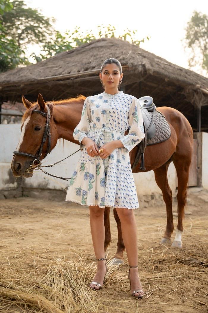 Chic Blue Floral Dress
